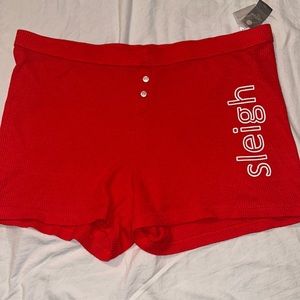 Women’s AERIE ( HOLIDAY) Sleep BoyShorts Red Large NWT